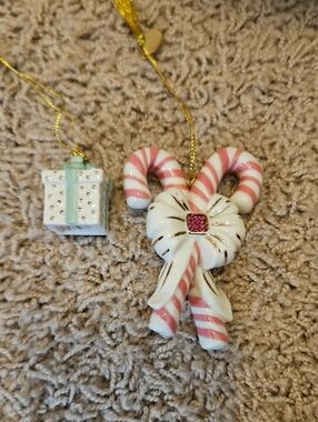 Lenox Sparkling Candy Canes Ornament Card with Gold Tassel